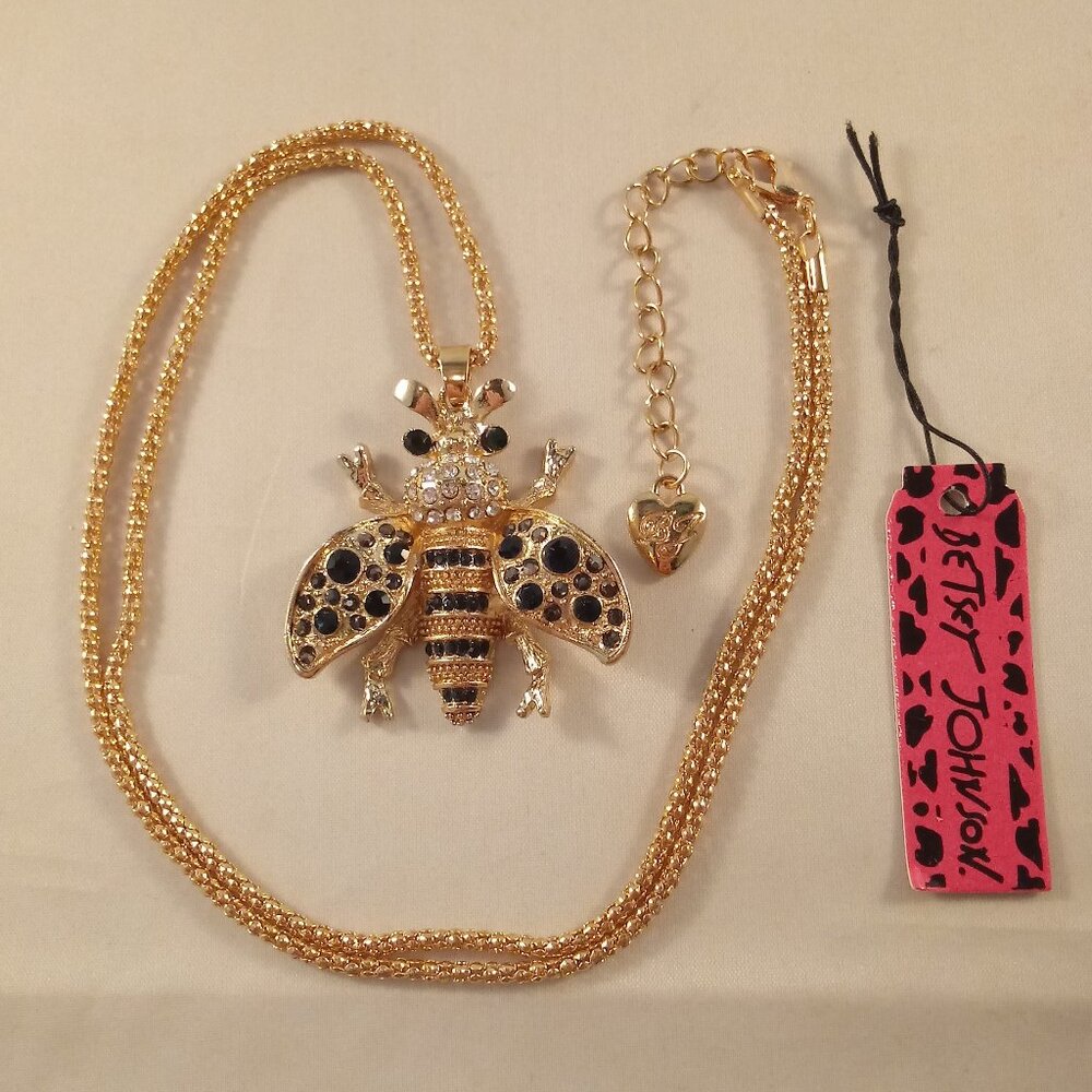 Betsey Johnson Honey Bee Crystal Necklace - Picture 3 of 3